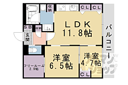 インサイトルポ山科新十条 2SLDKの間取図画像