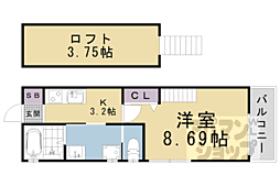 Ｓａｋｕｒａ　Ｔｅｒｒａｃｅ 2階1Kの間取り