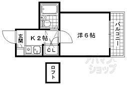 シネマ御陵 1階1Kの間取り