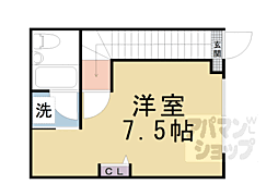 ロカ勧修 2階ワンルームの間取り