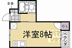 JR山陰本線 梅小路京都西駅 徒歩8分の賃貸マンション 2階ワンルームの間取り