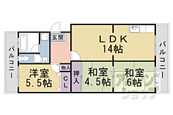 メゾン勧修 4階3LDKの間取り