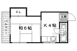 Stable勧修寺 1Kの間取図画像