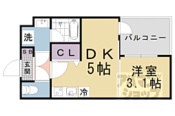VINA山科WEST 1DKの間取図画像