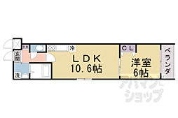 京阪本線 淀駅 徒歩8分の賃貸マンション 2階1LDKの間取り