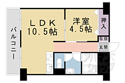 山科ハイツ 1LDKの間取図画像