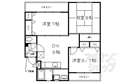 JR東海道・山陽本線 長岡京駅 徒歩35分の賃貸マンション 2階3DKの間取り