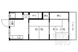 京阪宇治線 観月橋駅 徒歩6分の賃貸アパート 1階2Kの間取り