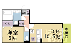 JR東海道・山陽本線 瀬田駅 徒歩14分の賃貸アパート 1階1LDKの間取り