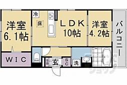 JR東海道・山陽本線 西大路駅 徒歩19分の賃貸アパート 1階2LDKの間取り
