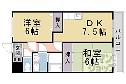 グランバード西野II 2階2DKの間取り