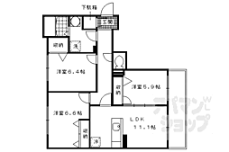 京阪本線 中書島駅 徒歩34分の賃貸マンション 2階3LDKの間取り