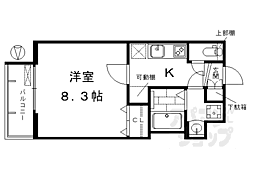 JR東海道・山陽本線 西大路駅 徒歩6分の賃貸マンション 2階1Kの間取り