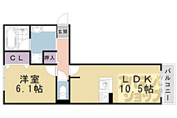 JR東海道・山陽本線 瀬田駅 徒歩18分の賃貸アパート 1階1LDKの間取り