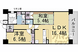 エスリード京都山科 402 4階2LDKの間取り
