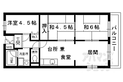 京都地下鉄東西線 石田駅 徒歩13分の賃貸マンション 3階3LDKの間取り