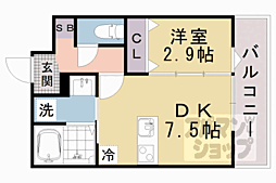 ＦＯＲＴ　ＳＡＫＵＲＡ　椥辻 1階1DKの間取り