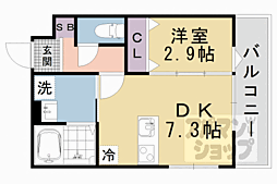 ＦＯＲＴ　ＳＡＫＵＲＡ　椥辻 1階1DKの間取り
