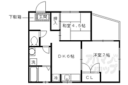 京都地下鉄東西線 醍醐駅 徒歩9分の賃貸アパート 2階2DKの間取り