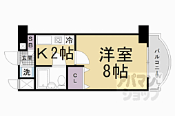 京都市営烏丸線 竹田駅 徒歩10分の賃貸マンション 7階1Kの間取り