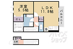 JR湖西線 堅田駅 徒歩11分の賃貸アパート 2階1LDKの間取り