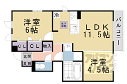 JR東海道・山陽本線 瀬田駅 徒歩12分の賃貸アパート 1階2LDKの間取り