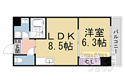 京阪石山坂本線 粟津駅 徒歩6分の賃貸マンション 4階1LDKの間取り