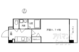 京都市営烏丸線 五条駅 徒歩5分の賃貸マンション 12階1Kの間取り