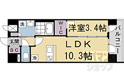 近鉄京都線 十条駅 徒歩4分の賃貸マンション 5階1LDKの間取り