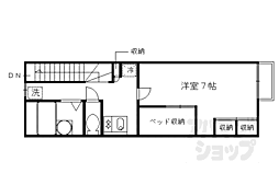 京阪宇治線 観月橋駅 徒歩7分の賃貸アパート 2階1Kの間取り