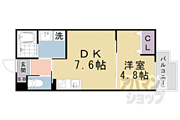 LEI椥辻 1DKの間取図画像