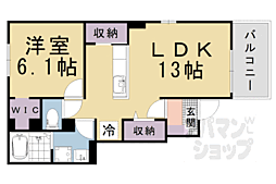 京阪石山坂本線 滋賀里駅 徒歩3分の賃貸アパート 1階1LDKの間取り