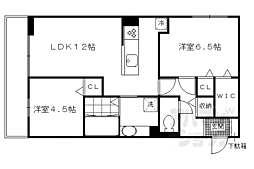 京阪本線 中書島駅 3.5kmの賃貸アパート 1階2LDKの間取り