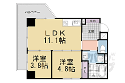 インサイトルポ山科椥辻 2LDKの間取図画像