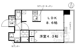 JR東海道・山陽本線 京都駅 徒歩11分の賃貸マンション 6階1LDKの間取り