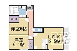 JR東海道・山陽本線 石山駅 徒歩15分の賃貸アパート 1階2LDKの間取り