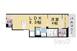 京都市山科区四ノ宮垣ノ内町アパート 1LDKの間取図画像