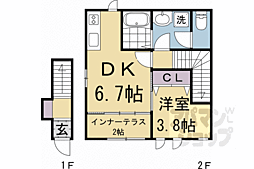 コンフォール横木 1DKの間取図画像