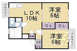 中川ハイツ 2LDKの間取図画像