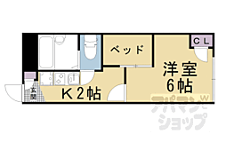 レオパレスヤングフォレストA 1Kの間取図画像