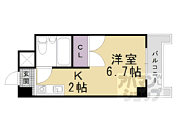 プルーリオン竹鼻 1Kの間取図画像