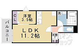 京都市山科区西野大鳥井町アパート 1LDKの間取図画像