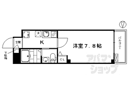 フラッティ京都十条 1Kの間取図画像