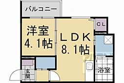 LIX京都桂川 1LDKの間取図画像