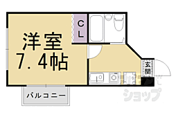 クローバー椥辻 1Kの間取図画像