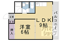 山科ハイツ 1LDKの間取図画像