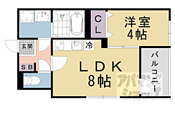 京都市山科区栗栖野打越町アパート 1LDKの間取図画像