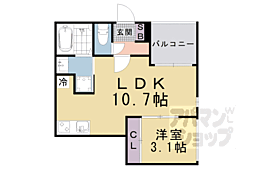 京都市山科区栗栖野打越町アパート 1LDKの間取図画像