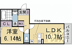 ベルフルール 1LDKの間取図画像