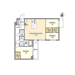 アジールコート練馬中村橋 3LDKの間取図画像